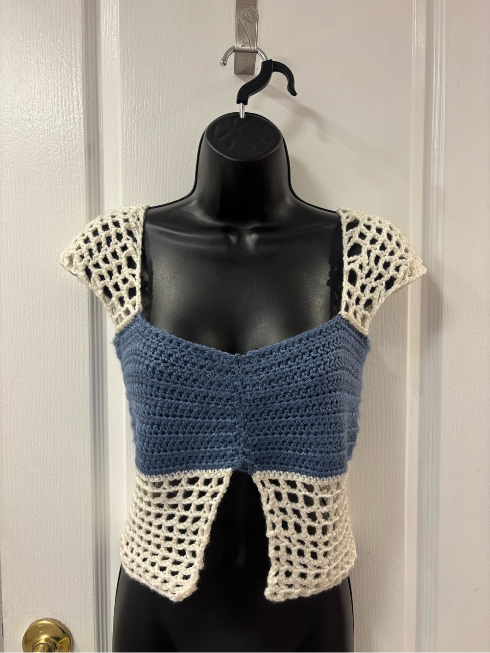 Handmade Crochet Reversible Open Front Cap Sleeve Crop Top Coquette Cottagecore
